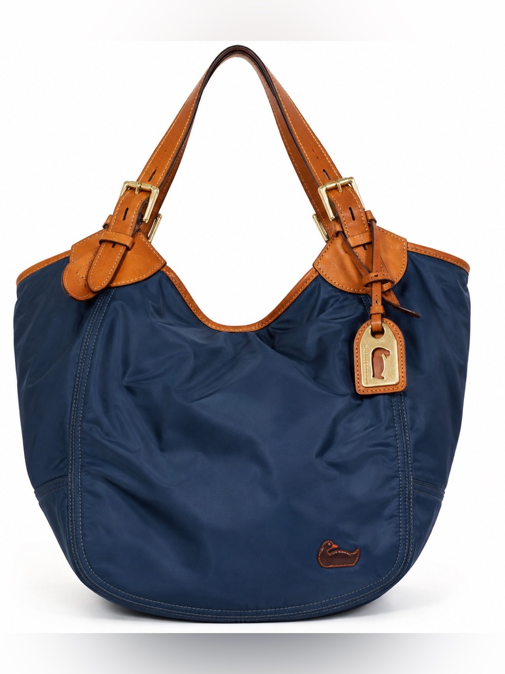 Dooney & Bourke Navy with Tan Leather Shoulder Hobo